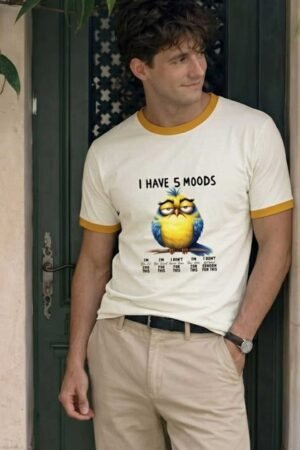 D-VIBE I Have 5 Moods Graphic Ringer T-Shirt
