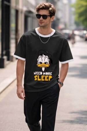 D-VIBE Need More Sleep Graphic Ringer T-Shirt