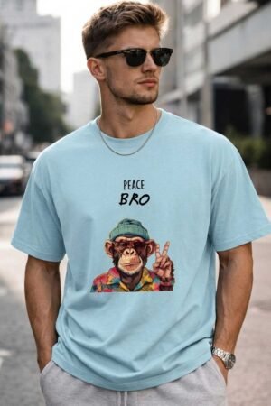 D-VIBE Peace Bro Monkey Graphic Crew Neck T-Shirt