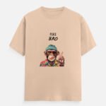 D-VIBE Peace Bro Monkey Graphic Crew Neck T-Shirt - Flamingo