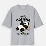D-VIBE Doing Nothing Full-Time Job Oversized Graphic Tee - Grey Melange
