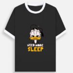 D-VIBE Need More Sleep Graphic Ringer T-Shirt - White Black