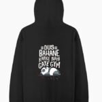 D-VIBE Dus Bahane Karke Nahi Gaye Gym Graphic Pullover Hoodie - Black