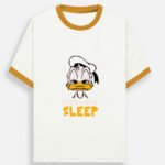 D-VIBE Need More Sleep Graphic Ringer T-Shirt - Mustard yellow off white