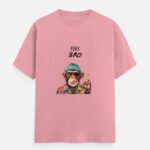 D-VIBE Peace Bro Monkey Graphic Crew Neck T-Shirt - Peach