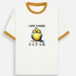 D-VIBE I Have 5 Moods Graphic Ringer T-Shirt - Mustard yellow off white