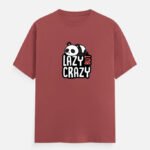 D-VIBE Lazy But Crazy Premium Crew Neck T-Shirt - Coral